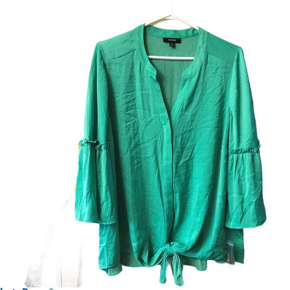 Alfani Women's PLUS Size Tie-Hem Green Blouse NWT - Picture 3 of 8